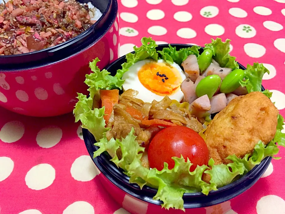 娘弁当104回目〜♪は、焼うどんとおからチキンナゲット❗️|みほままこさん