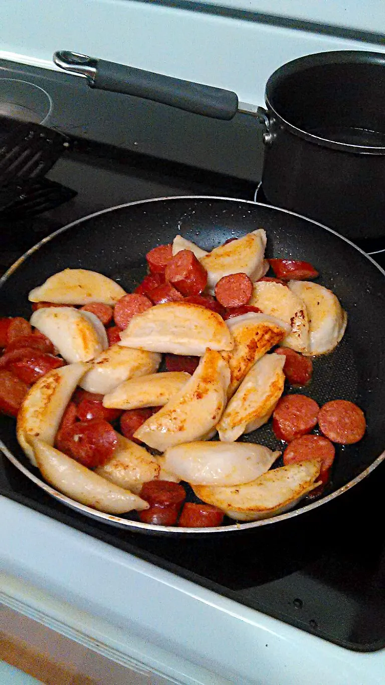 Snapdishの料理写真:perogies and sausage|Jessica Cさん