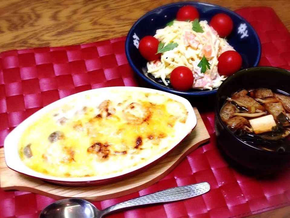 海老のコキール・スパサラダ・お味噌汁|美也子さん