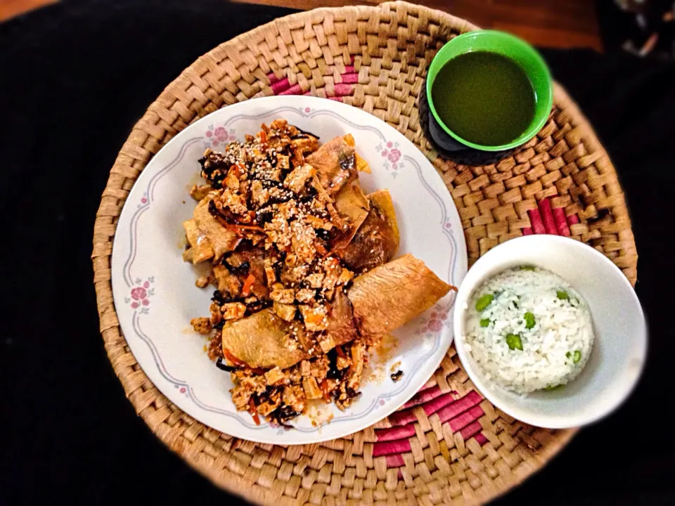 Yuba (bean curd) rolls with edamame rice|IV Excelsisさん