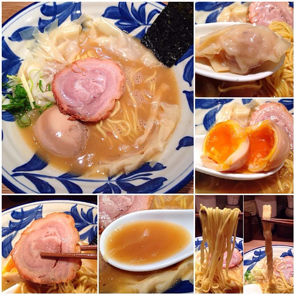 Snapdishの料理写真:わんたんらーめん＋味付玉子@麺屋ぬかじ(渋谷)|塩豚骨さん