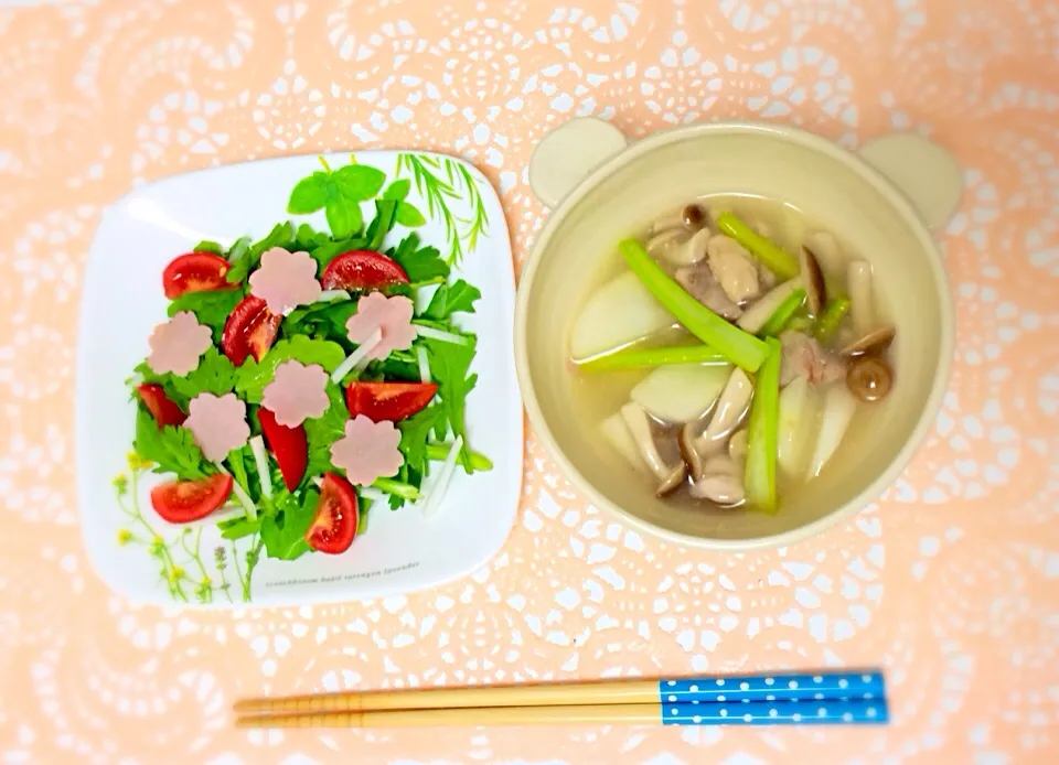 カブと春菊の煮物.サラダ|nishimura mamiさん