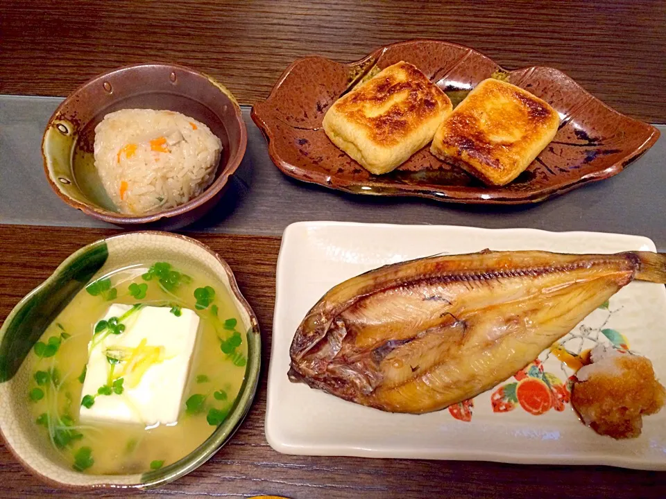 開き＊柚子餡かけ豆腐＊納豆揚げ＊炊き込みごはん|Risa Takahashiさん