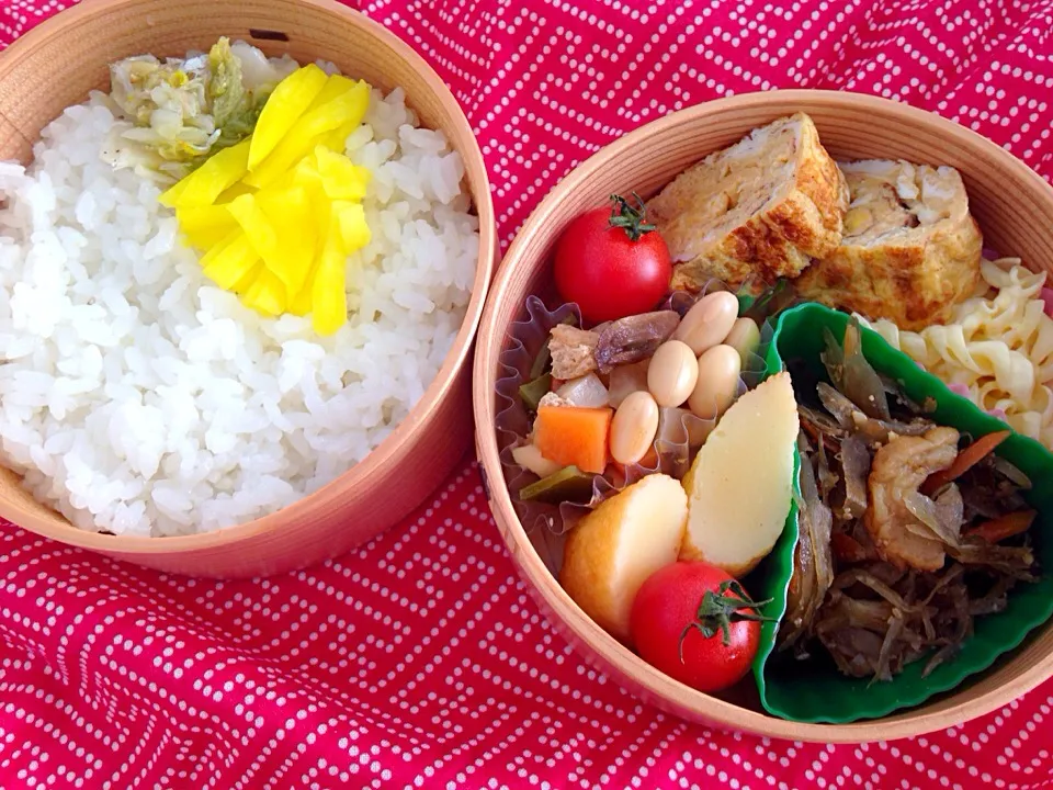 今日のお弁当 きんぴらごぼう、出し巻き卵、蒲鉾ほか|Junさん