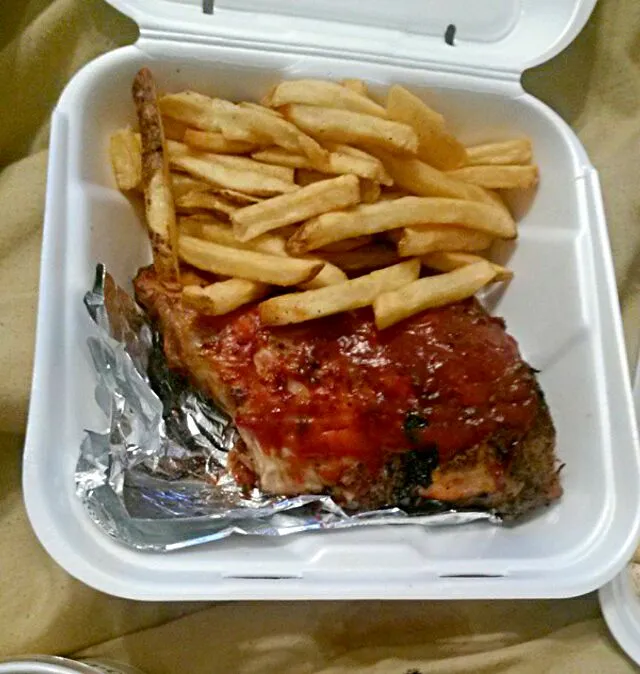 #BBQ #Pork Ribs and French fries 🍟 #Box lunch/Deli from Dempsey's PoBoy  #Main dish|Alisha GodsglamGirl Matthewsさん