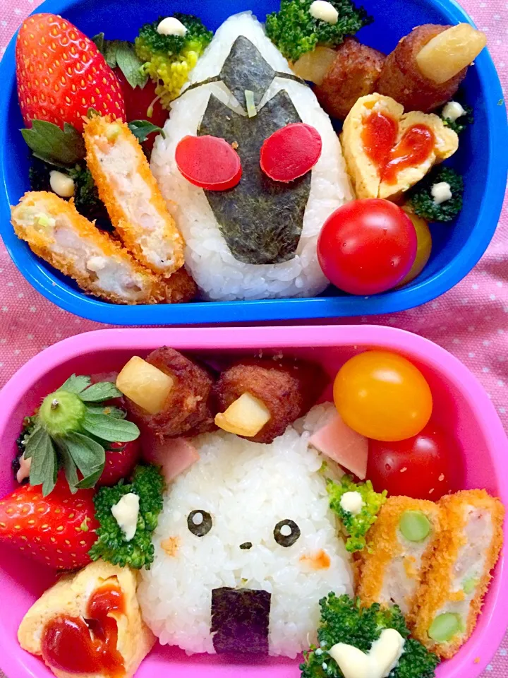 Snapdishの料理写真:Lunch box☆Kamen Rider Fourze🚀仮面ﾗｲﾀﾞｰﾌｫｰｾﾞ&Chihuahua🐶ﾁﾜﾜむすび|🌈Ami🍻さん