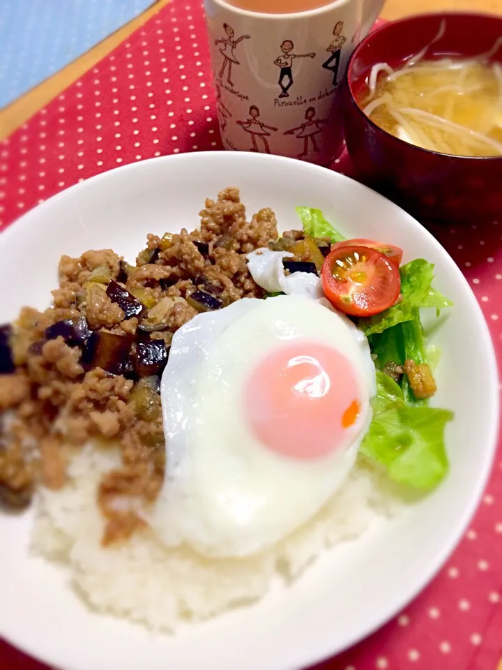 挽き肉とナスの甘味噌＊ワンプレート晩ごはん|ゆきさん