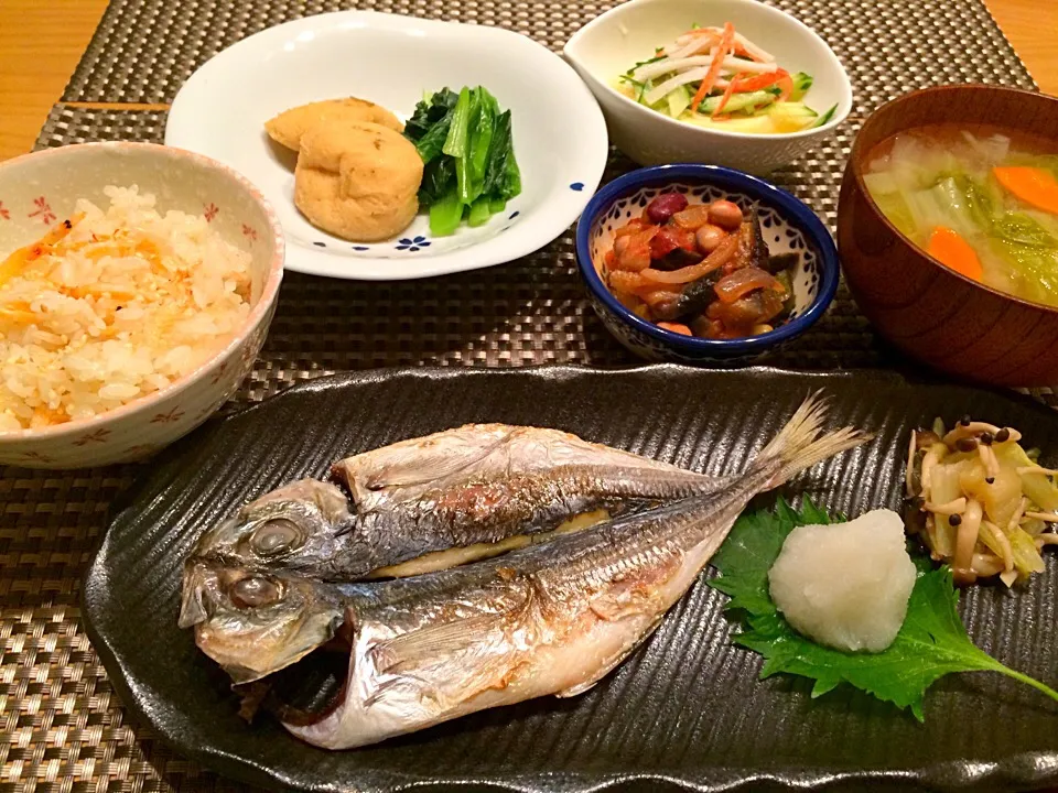 桜えびご飯＆アジの干物で静岡に感謝の夕飯(✿˘艸˘✿)|airi-nさん