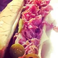 Snapdishの料理写真:pastrami with spicy pickles n swiss cheezy|Carol Johnsonさん