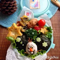 Snapdishの料理写真:アナ雪のオラフ弁当♪年少女子弁 2014.12.5