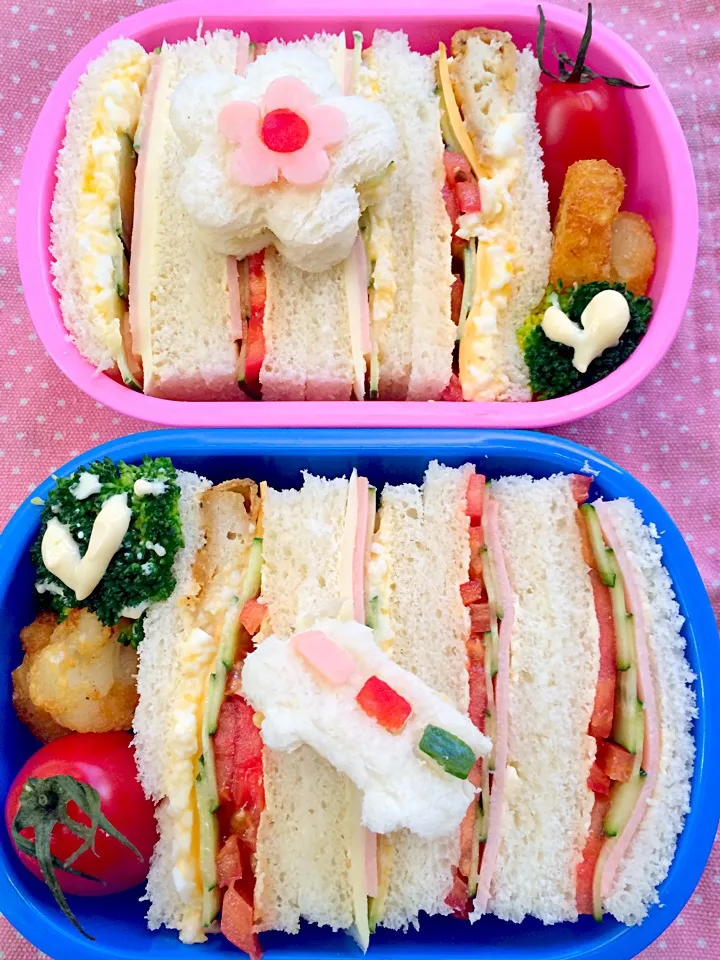 Lunch box☆Sandwich🌸Flower&Bus🚌ｻﾝﾄﾞｳｨｯﾁ お花とﾊﾞｽ|🌈Ami🍻さん