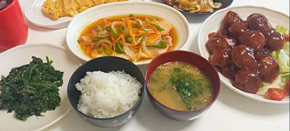 鮭の甘酢野菜あんかけ♡甘酢肉団子♡|みりんさん