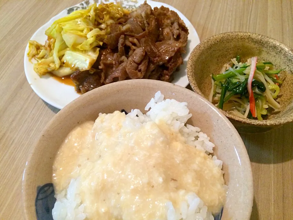 黒毛和牛焼肉の自然薯定食風|きむらゆりかさん