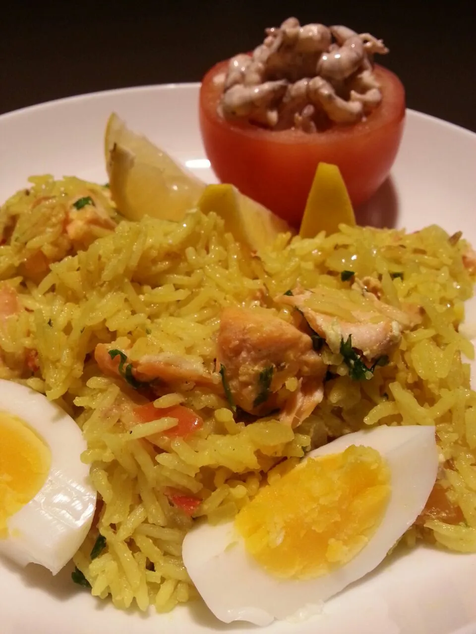 Kedgeree & Tomato stuffed with Dutch prawns|Frank&Jolanda - Eteninbeeldさん