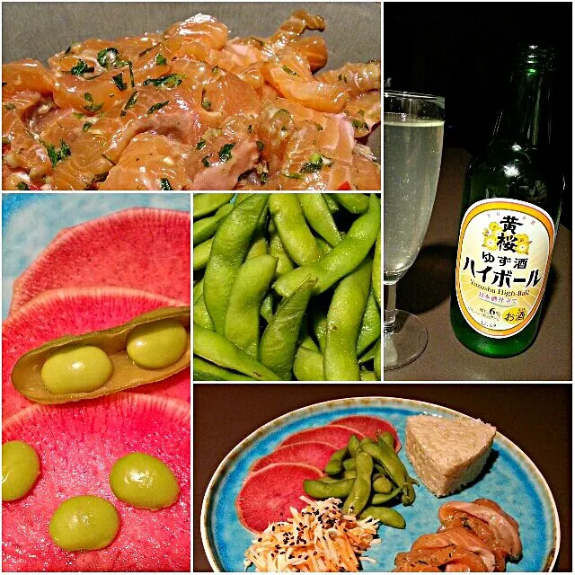 Thai cured salmon
Japanese rettich-carrot salad
Japanese radish in sushi vinegar
Edamame
Rice|Frank&Jolanda - Eteninbeeldさん