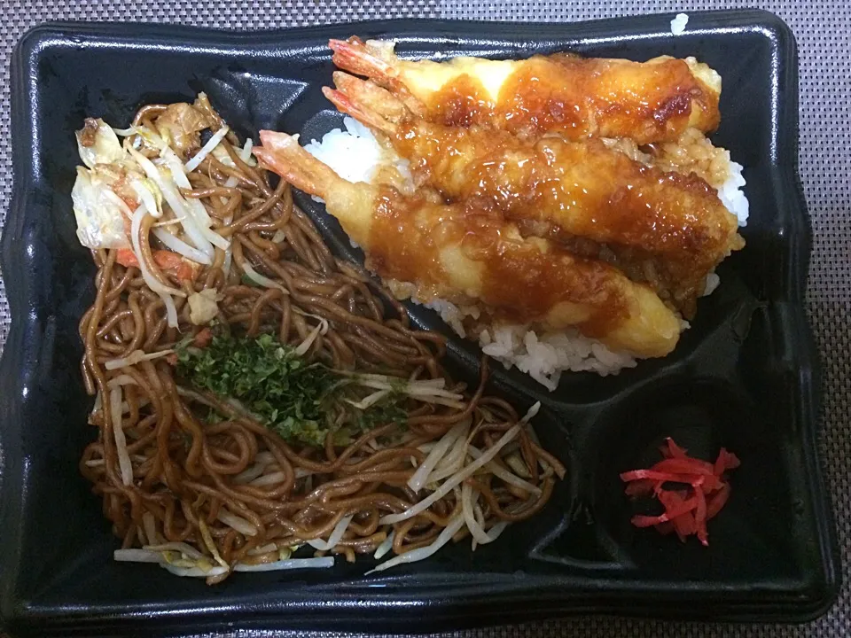 海老天丼&焼きそばセット|ばーさんさん