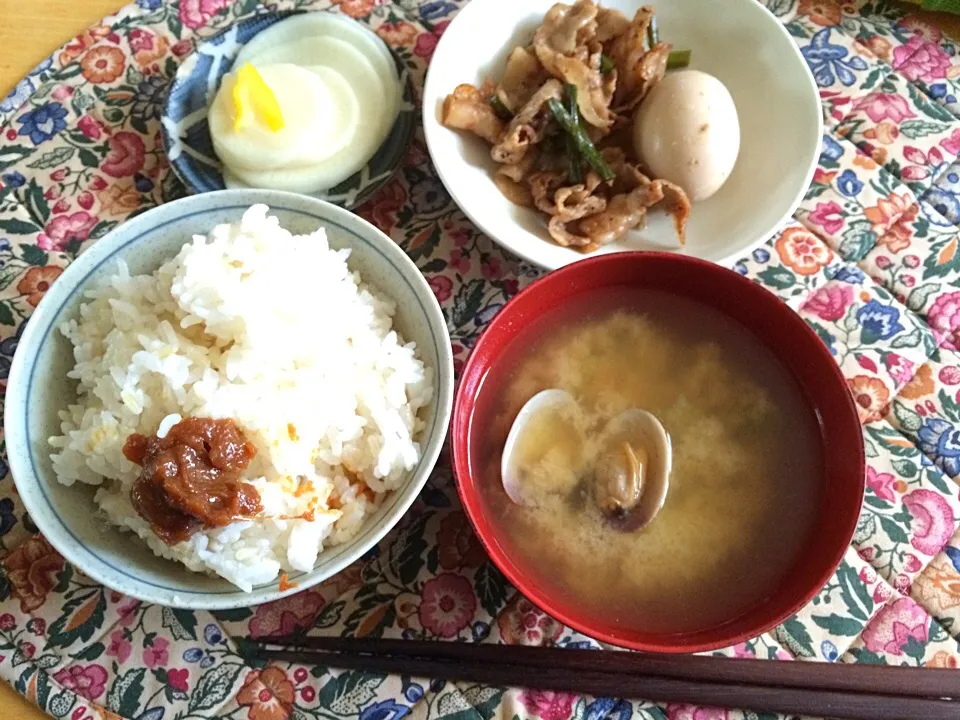 ゆず味噌と、ゆず大根は絶品です。それとあさりの味噌汁。|pinさん