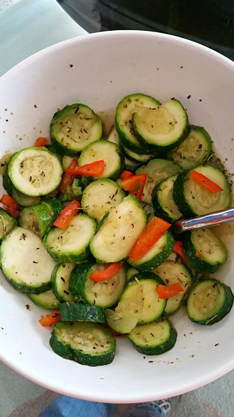 Zucchini tossed with Garlic, Rosemary & Red Peppers.|Danielle Hurdleさん