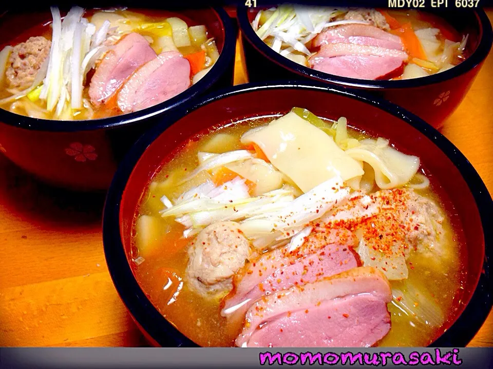 ひもかわうどん♡鴨ネギバージョン🌝|ももさん