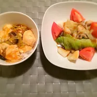 くずし豆腐丼とSTAUBで蒸した野菜とタラ|hanaさん