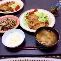 Snapdishの料理写真:豚のしょうが焼き、ひじきのサラダ|ろっくさん