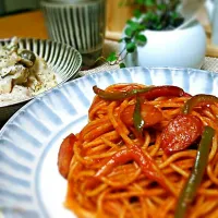 ナポリタンとチキンとキノコのクリーム煮(^^)|ユカチンさん