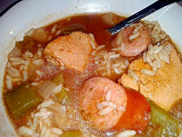 My #Quick and easy #Chicken & Smoked #Pork Sausage Gumbo #Meat/Poultry #Soup/Stew over #Rice #Main dish|Alisha GodsglamGirl Matthewsさん