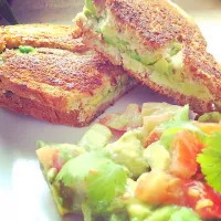 Snapdishの料理写真:Vegan grilled cashew "goat" cheeze and avocado sandwich with some fresh salsa mole!!|Carin Fredetteさん