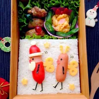 Snapdishの料理写真:おもちゃのサンタ＆トナカイ弁当☆