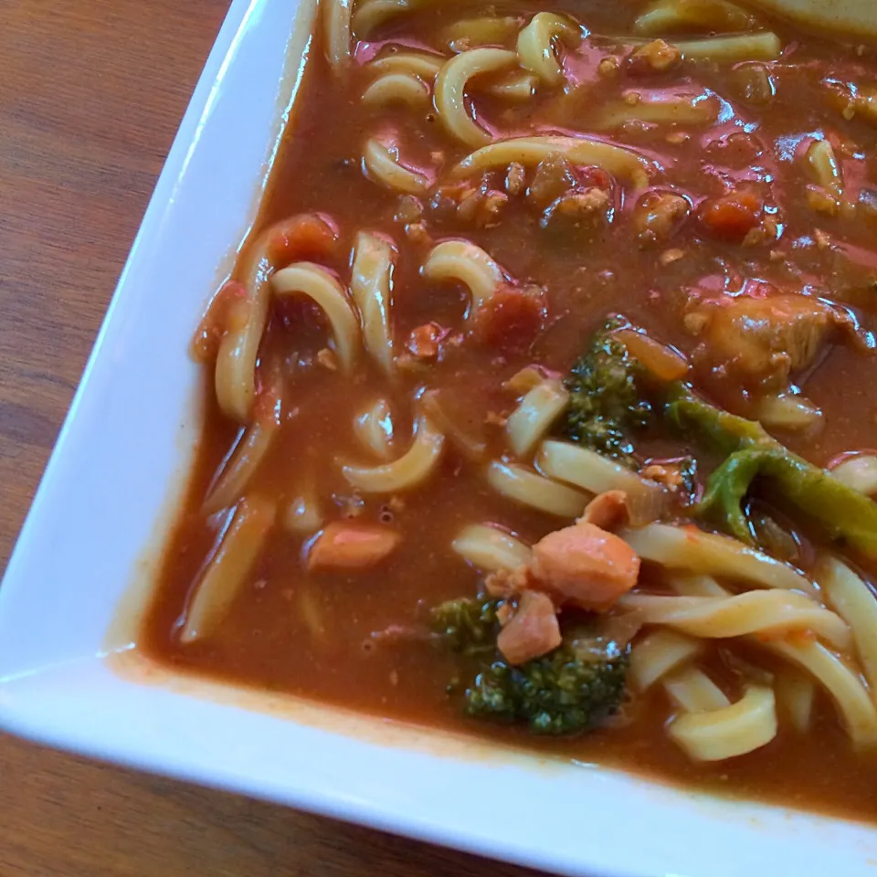 トマトチキンカレーうどん。お昼ご飯。|ayacoさん