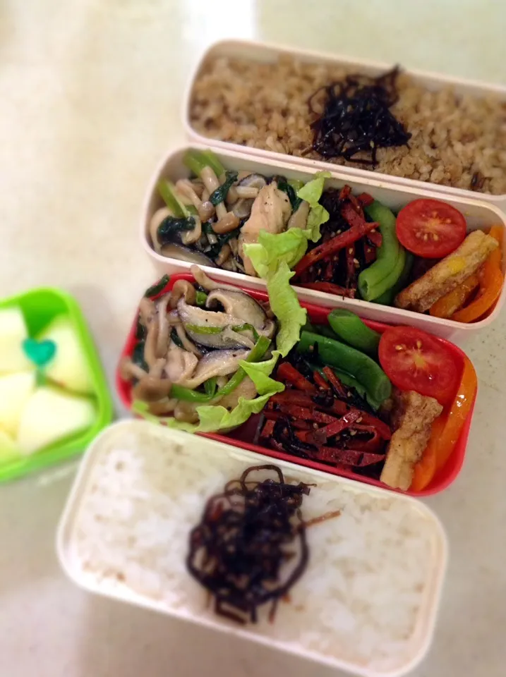 Today’s lunch box. 期末テストで午前中のみなんだけど、そのまま塾行くそうなので弁当作った。|hoppycowさん