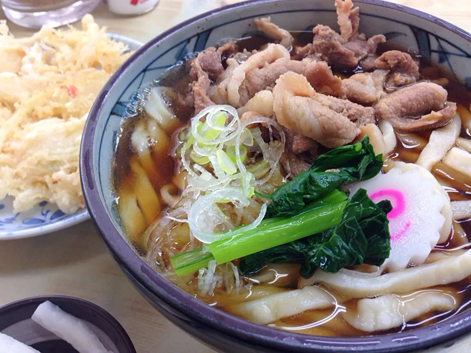 ふたばや 肉うどん2玉+天ぷら|としおさん