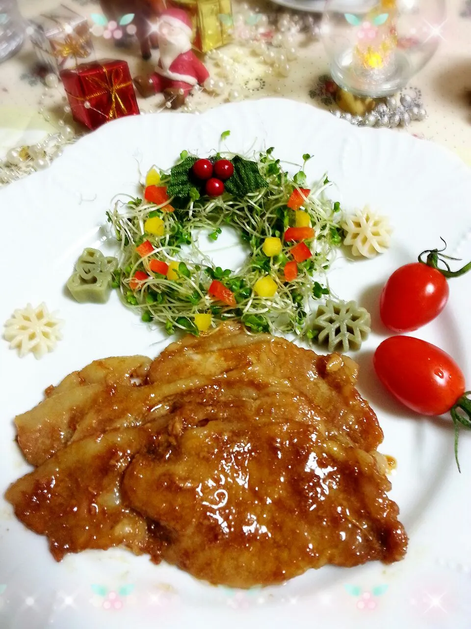 豚の生姜焼き󾆿クリスマスバージョン🎄❄🎅|Mika❈さん
