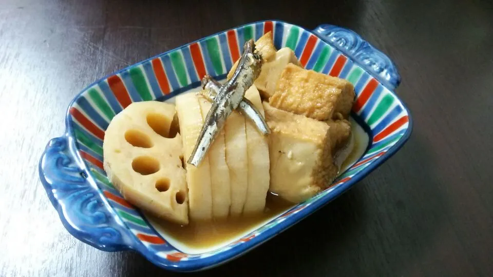 れんこんと厚揚げの煮物♪かたくちいわしの煮干しで～(≧∇≦)|ゆっこさん