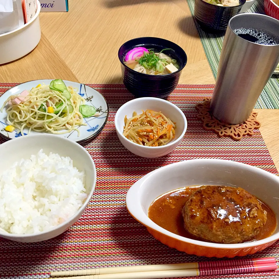 煮込みハンバーグ＆きんびらこぼう＆スパサラ＆豚汁|愛美さん