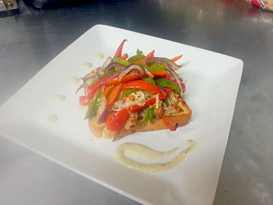 greek chicken melt with sauteed pepper salad|Jayson Mccrimmonさん