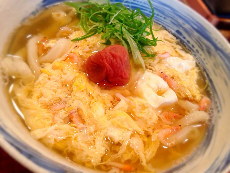 Snapdishの料理写真:杵屋・紀州の梅と桜海老の卵とじうどん|ゆうじ.さん