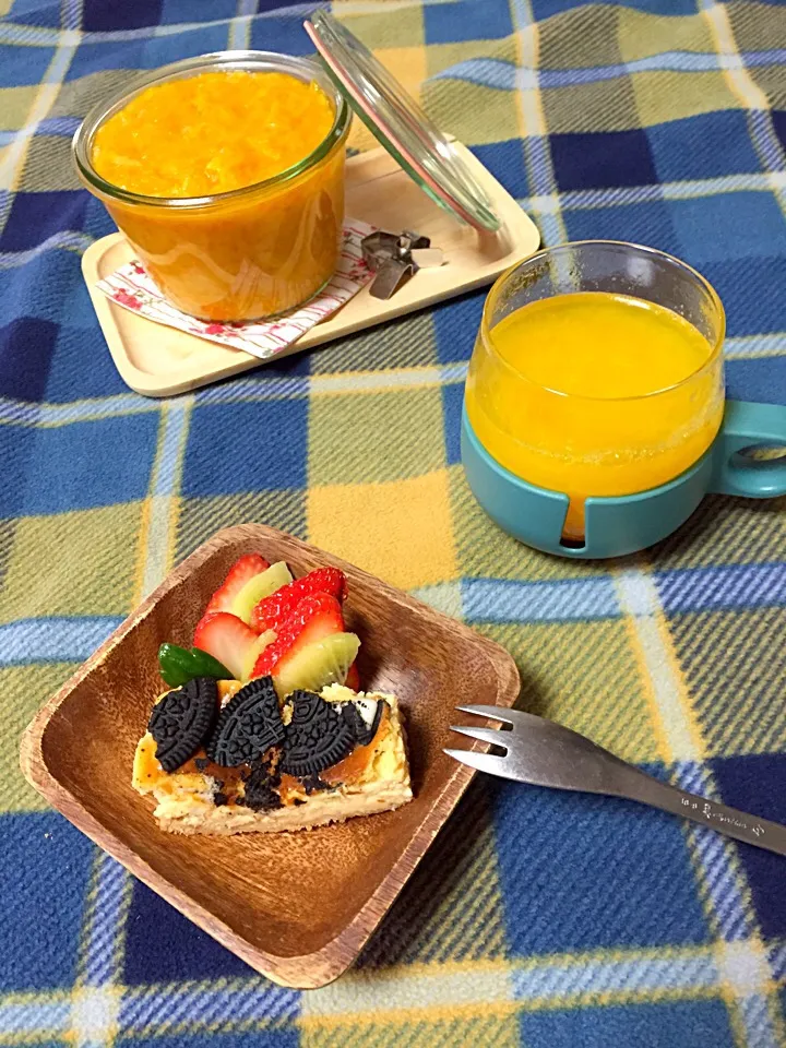 オレオチーズケーキとミカン生姜湯|森田美涼さん