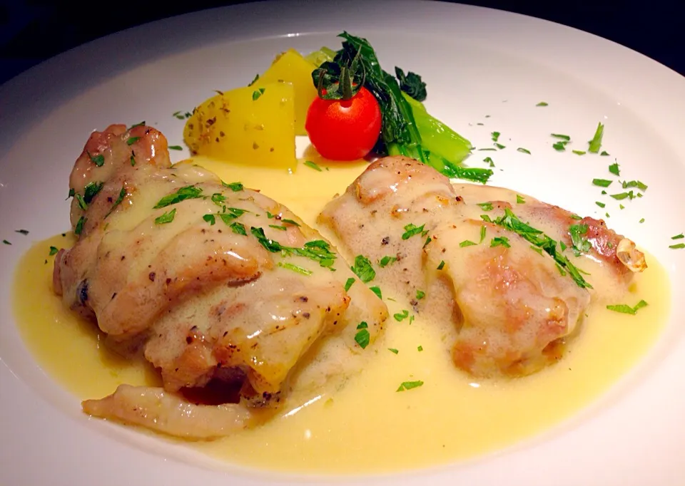 Polllo Arrosto con Aglio e Salvia in Crema di Limone (mugnaia souse)|Fabio  Palmieriさん