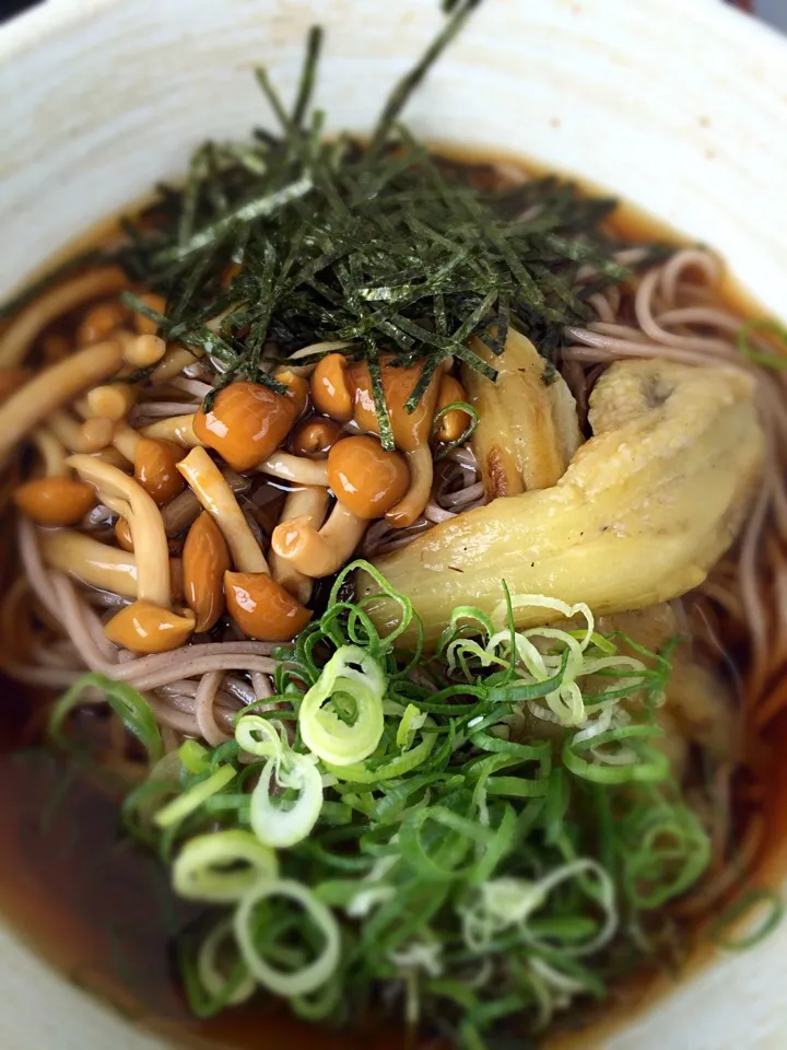 Snapdishの料理写真:焼きなす入り蕎麦🍆|mioさん