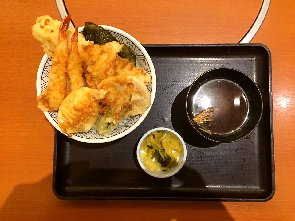 ちく玉海老天丼|ばーさんさん