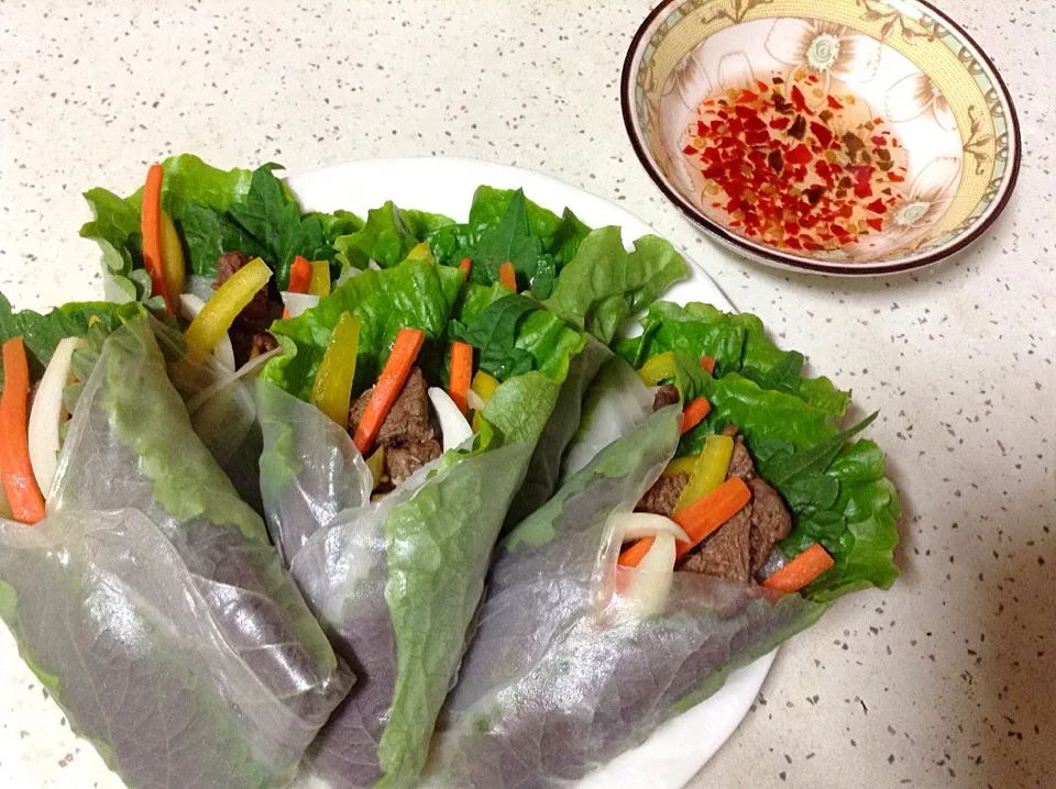 Vietnamese Beef Rice Paper Rolls|✨강민지✨さん