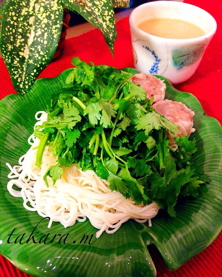 山盛りパクチーのつけ麺（素麺）|チョス ♪さん