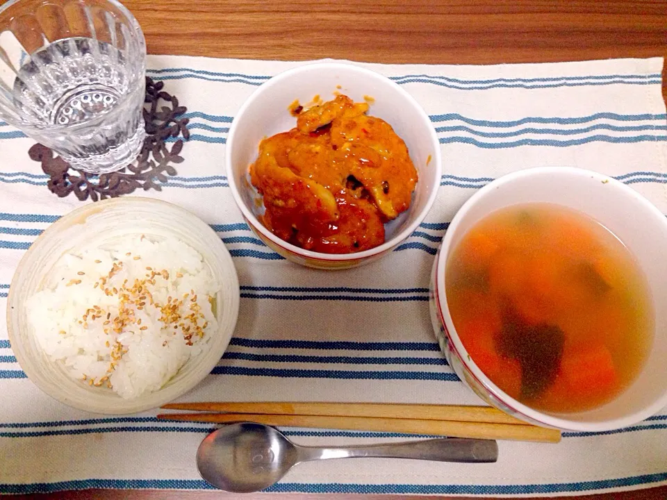 鶏胸肉のマヨ豆板醤あえとニンジンスープ|ゆりんこさん