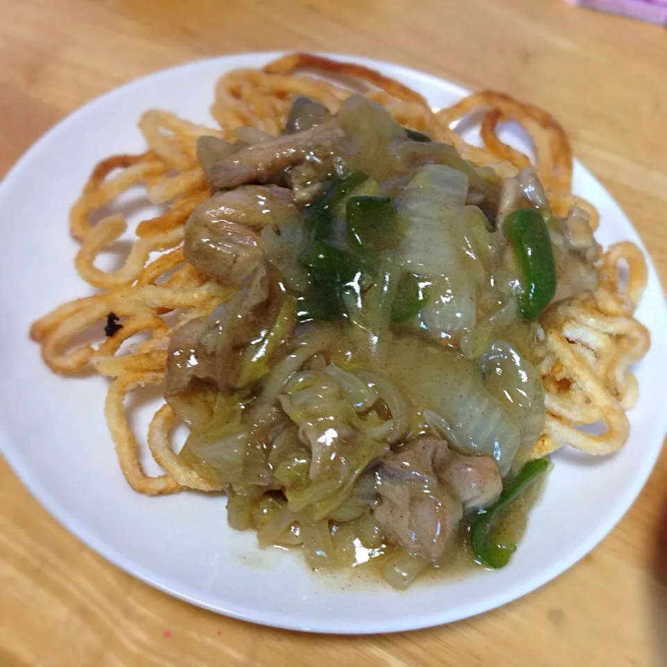 うどんであんかけ焼きそば|やおゆん。さん