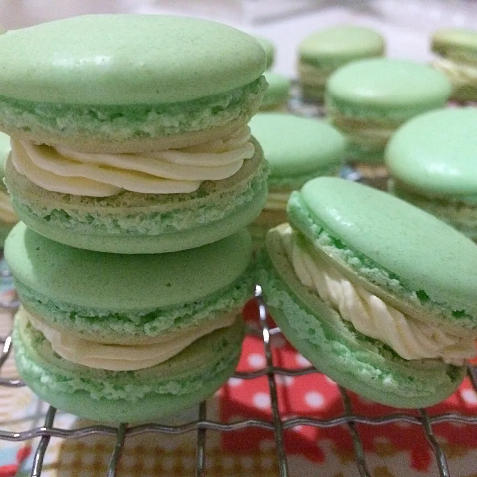 French macaron with lemon swiss meringue buttercream|Trish Wongさん