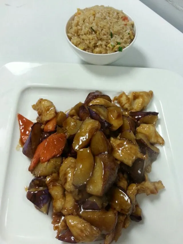 chix and eggplant with fried rice|Polly Gelfusoさん