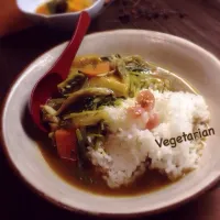 Snapdishの料理写真:舞茸と水菜、唐揚げ高野豆腐の和風カレー