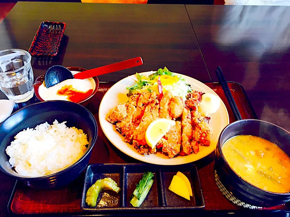 山賊焼き定食➕とろろ。|アイルーさん