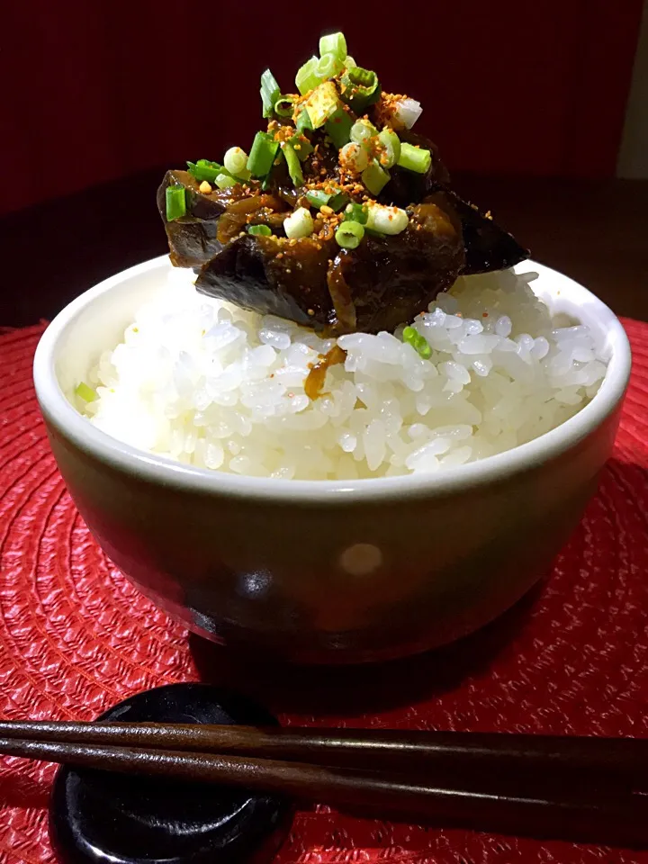 なす味噌煮をご飯の友に😋|あつしさん